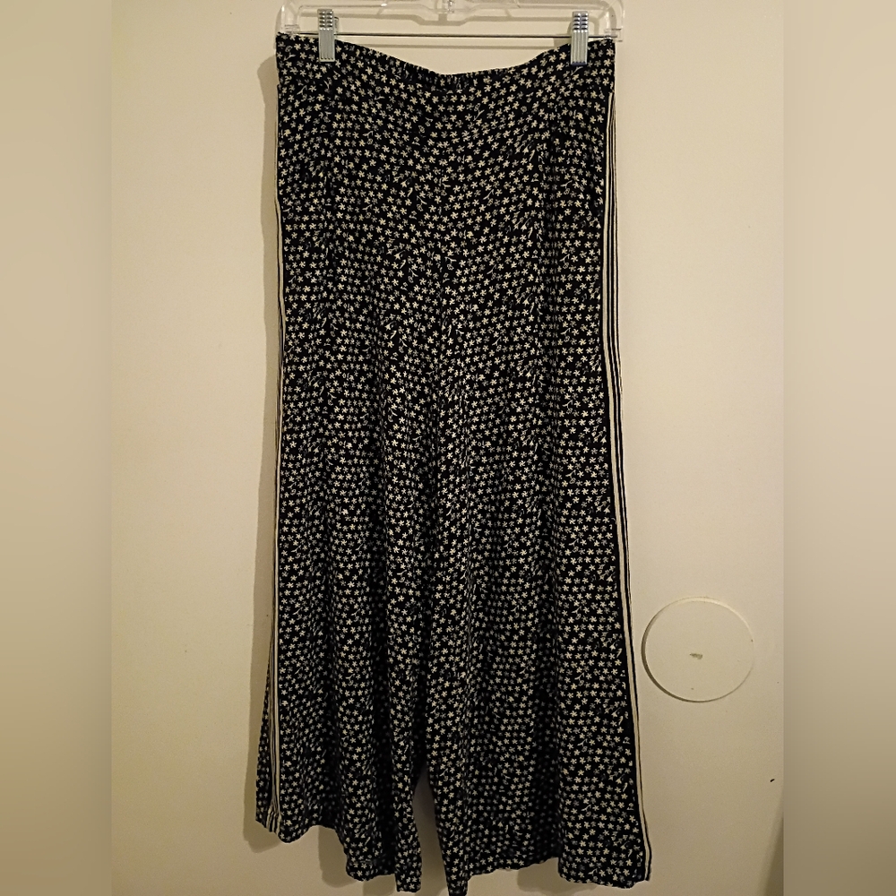 Max Studio Women's Black And Tan Cropped Wide Leg Pants